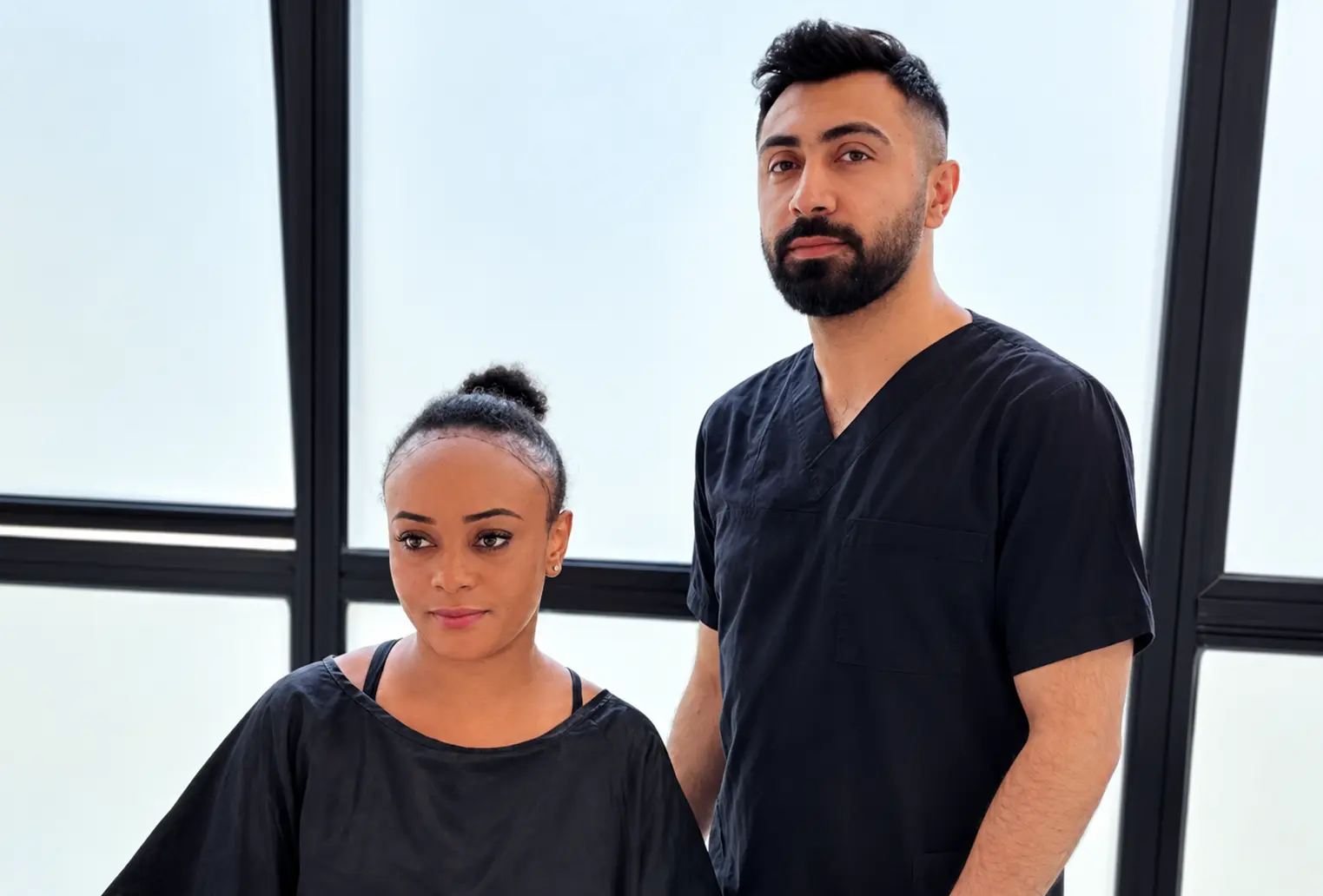 Female patient with a hair restoration specialist after a private clinic assessment