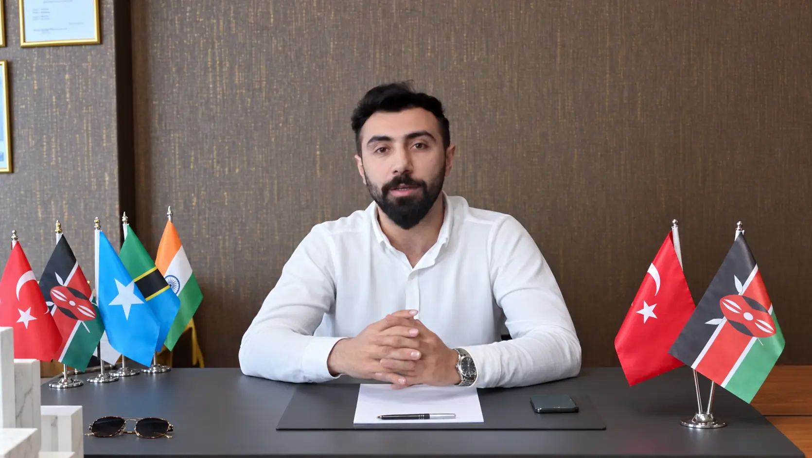 Muhammed Talha Durmus seated for a private hair transplant consultation in East Africa