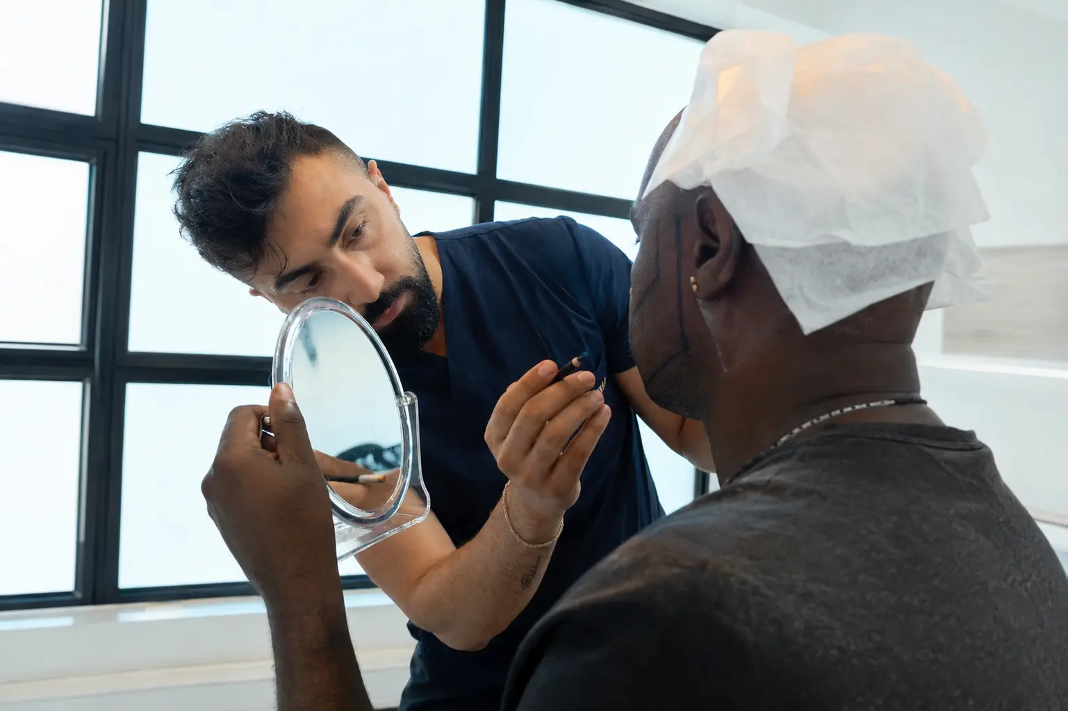 Sapphire FUE recipient channel creation along a planned natural hairline